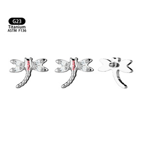 Boucles d'oreilles en titane en forme de libellule avec incrustation de zircon 5A G23 ASTM F136 pour piercing du cartilage de l'oreille - Product Image 5