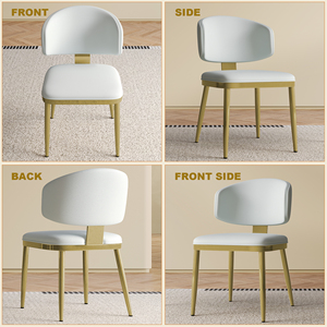 <span class=keywords><strong>Set</strong></span> di 2 sedie da pranzo bianche, sedie per la casa dal design moderno, sedie da pranzo in metallo e pelle PU per cucina e sala da pranzo - Product Image 4