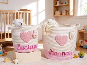 Heart <strong>Valentine</strong> Gift Cotton Rope Basket Home Laundry <strong>Hamper</strong> Toys Nursery <strong>Hamper</strong> Laundry Basket with Handles - Product Image 2