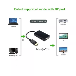 Bajeal 4K 1080P displayport a hd/dvi/vga adaptador dp 3 en 1 dp a vga adaptador - Product Image 4
