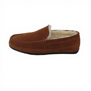 Real Suede Leather Sheepskin Fur Lining <strong>Moccasin</strong> Plush <strong>Slippers</strong> for Women and <strong>Men</strong> - Product Image 1
