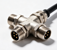 Connecteur en nylon étanche de type T M16, 3+2 broches, 1 entrée 2 sorties, 3 prises femelles IP67 pour câblage aérospatial et de contrôle industriel