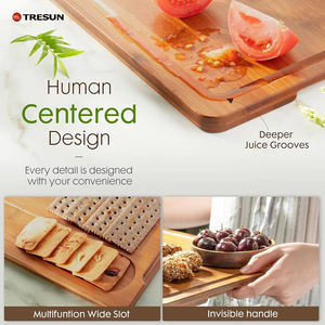 Tablas de Cortar de Bambú Carbonizado para Cocina, Soporte de Almacenamiento, Tablas de Cortar Reversibles para Charcutería, Ranuras para Jugos, Aptas para Lavavajillas - Product Image 2