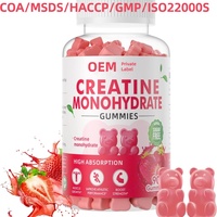 Gummies de créatine monohydrate 5000mg à marque privée OEM, supplément pré-entraînement à base de plantes, favorise la croissance musculaire et la force maximale