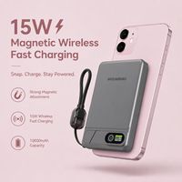 Batería Externa Magnética Ultra Delgada B2B con Logotipo Personalizado, Aleación de Aluminio, 5000mAh, Carga Rápida PD20W, con Soporte y LED