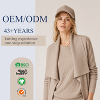 Nouvelle arrivée : cardigan long en laine mérinos de qualité supérieure, à col en diamant, avec ceinture, pour un look élégant au quotidien