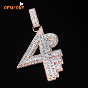 GEMLOVE Number Diamond Pendant <b>D</b>-F Clarity Iced Out Nightclub Rapper Hip Hop <b>Necklace</b> Charm - Product Image 6