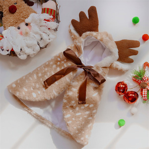 Shine Reindeer Cape Pet Costume Christmas Winter Dog <b>Cat</b> <b>Clothes</b> Brown Polka Dot Accessory - Product Image 3