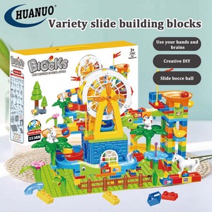 253 piezas de juguetes de bloques de construcción con pista de bolas, DIY, con temática de noria y pista de zoológico, juego de carreras de canicas para niños - Product Image 3