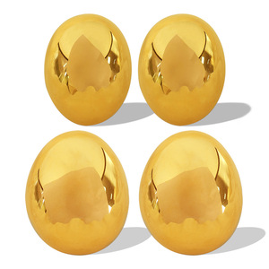 Gold Oval <b>Stud</b> <b>Earrings</b> For Women Zinc Alloy Geometric Party Jewelry EH148 EH149 - Product Image 5