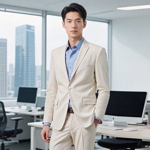 Men's And Women's Apricot Business Suits Anti-Wrinkle Worsted Work Formal Wear Adult Size 2613hyl - Product Image 4