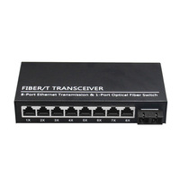 Konverter Media Serat Optik Gigabit 1 SC 8 Port Rj45 Switch Fiber 10/100/1000M