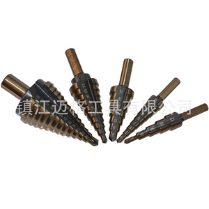 Inch Step Drill Bits 6Pc Aluminum Case Baked Yellow Straight Flute Hex Shank Nonferrous Metals - Product Image 3