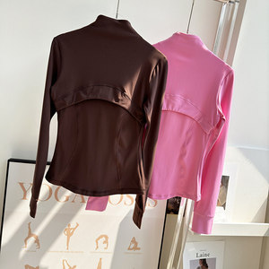 Chaqueta Deportiva de Nailon para <span class=keywords><strong>Mujer</strong></span>, Ajustada, Cuello Alto, Transpirable, Top de Yoga para Ejercicio Físico, Chaqueta Deportiva Gruesa con Protección para los Dedos - Product Image 2