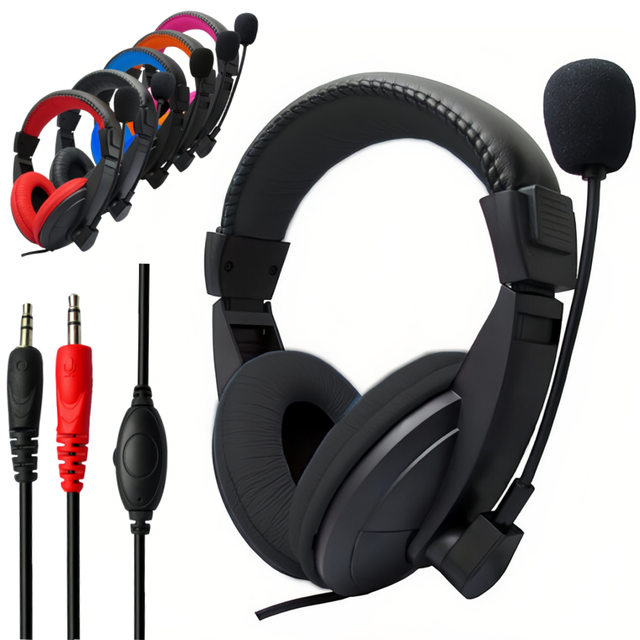 Dual Jack 3.5MM Wired Game Headset Stereo Headphones with Mic Gaming Earphones Microphone Earphone for Computer Headphone S-750