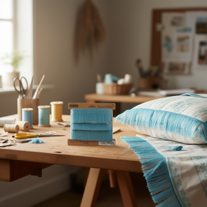 Nastro con frange Ilan 5 cm x 12 m blu cielo per artigianato e decorazioni - Product Image 2