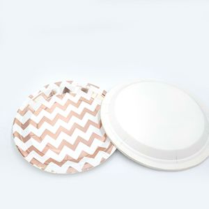 Hanlin <b>Disposable</b> Paper <b>Plates</b> Round Zigzag Pattern Party Dinner <b>Plates</b> Gold Silver Rose Gold - Product Image 4