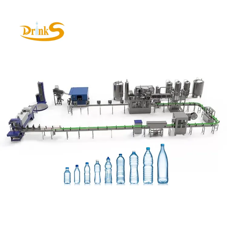 Full Automatic 3 in 1 Bottled Pure Mineral Drinking Water Bottle Filling Capping And Labeling Machine Production Line