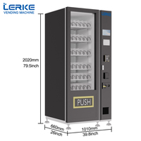 Máquinas Expendedoras de Comida Rápida LERKE, Máquina Expendedora Combinada de Bebidas Embotelladas y Fideos Instantáneos en Vaso con Cerradura de Seguridad