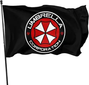 Warna Cerah dan UV Memudar Perlawanan Bendera Payung Resident Evil untuk Dekorasi Luar Ruangan Dalam Ruangan