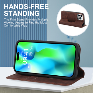 Funda tipo billetera de cuero PU suave Ranuras para tarjetas Kickstand <span class=keywords><strong>iPhone</strong></span> 12 <span class=keywords><strong>13</strong></span> 14 15 <span class=keywords><strong>Precio</strong></span> de fábrica Compatible con carga inalámbrica Hecho de material de TPU - Product Image 6