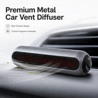 Diffuseur de parfum automobile cylindrique horizontal en alliage d'aluminium minimaliste à clipser sur grille d'aération – Parfum d'intérieur premium