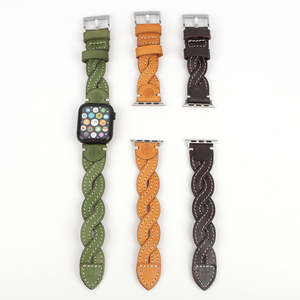 Correa para reloj Correa 44mm 40mm 42mm <span class=keywords><strong>38mm</strong></span> correa de reloj de cuero de vaca Retro pulsera trenzada reloj serie 7 6 5 4 3 <span class=keywords><strong>SE</strong></span> 45mm 41mm - Product Image 3