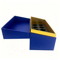 Boîte magnétique rigide en papier spécial bleu royal de luxe sur mesure, avec insert en mousse EPE, emballage portable pour cosmétiques et soins de la peau
