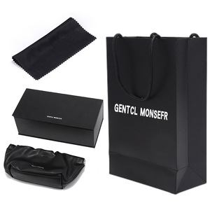 Leather Eyeglasses <b>Case</b> Black Rectangle Flip Top Storage Box With Cleaning Cloth <b>For</b> Sunglasses And <b>Glasses</b> Protection - Product Image 4