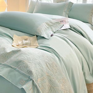 Autumn Winter Thickened 200 Count Pure Cotton Brushed Four Piece <b>Bedding</b> <b>Set</b> Light Luxury Plants And Flowers Pattern Breathable - Product Image 2