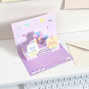 Sáng Tạo dễ thương phim hoạt hình thiệp chúc mừng thẻ bánh thiệp chúc mừng sinh nhật 3D - Product Image 3