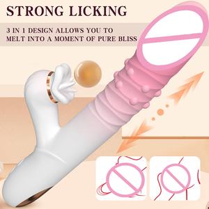 Vibrateur lapin pour femmes, gode télescopique puissant, stimulateur clitoridien vibrant rotatif à billes, masturbateur féminin, jouets sexuels - Product Image 2