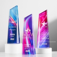 Trophée d'entreprise haut de gamme en cristal créatif, médaille personnalisée couleur, production de trophées commémoratifs en verre sur support