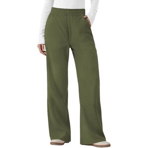 FOXA <b>Womens</b> Wide Leg <b>Corduroy</b> Pants <b>High</b> <b>Waist</b> Elastic Loose Fit With Pockets Breathable Fall <b>Trousers</b> - Product Image 1