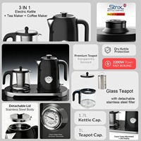 Nouvel Arrivage Ensemble de théière du Moyen-Orient 1,7 L en acier inoxydable, bouilloire électrique sans fil + théière en verre, contrôle de la température, usage domestique