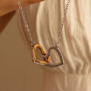 HIGH QUALITY WHOLESALE TWO TONE HEART BRASS and STAINLESS INTERLOCKING and <b>INFINITY</b> NECKLACE for WOMEN - Product Image 2