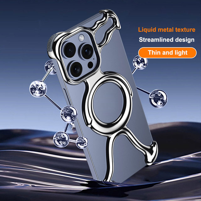 For Sjk708 Liquid Metal Mobile Phone Case Shockproof Hollow Out Custom Logo Luxury for for 16 15 14 13 12 11 Plus Pro Max