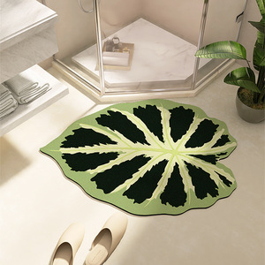 Tapis <span class=keywords><strong>de</strong></span> bain en forme <span class=keywords><strong>de</strong></span> feuille organique vert nordique tapis <span class=keywords><strong>de</strong></span> sol en <span class=keywords><strong>terre</strong></span> <span class=keywords><strong>de</strong></span> diatomées super absorbant antidérapant à séchage rapide pour tapis à usage domestique - Product Image 6