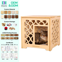 Abri pour chat d'intérieur en bambou élégant et décoratif, style vintage, cube creux sculpté, pour petits chats et chatons