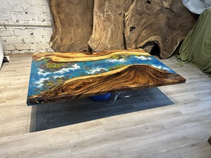 Mesa de Centro Decorativa de Madera Sólida de Lujo con Resina Epoxi, Precio Económico, Color Personalizable - Product Image 6