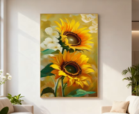 Impression sur toile murale moderne personnalisée en gros, motif tournesol, peinture florale vibrante pour la décoration de la maison et du salon