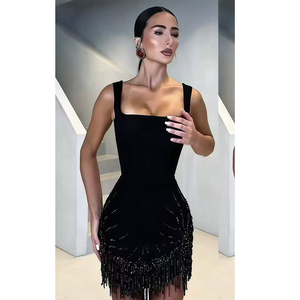 <span class=keywords><strong>Abito</strong></span> <span class=keywords><strong>da</strong></span> Sera Sexy Nero, Lussuoso con Perline e Strisce, Senza Maniche, Corto Mini <span class=keywords><strong>Abito</strong></span> <span class=keywords><strong>da</strong></span> Cerimonia, Sexy Vestito <span class=keywords><strong>da</strong></span> Festa per Donne - Product Image 1