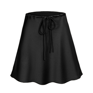 Jupes courtes en satin à cordon de serrage pour femmes, mode décontractée, couleur unie, jupes à lacets, jupes mini trapèze pour femmes, été - Product Image 5