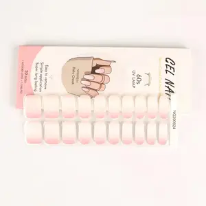 Hete Verkoop 20 Stks/set Uv/Led Zoete Gradiënt Roze Semi-Uitgeharde Gel Nail Wraps Stickers Applicatie Op Art Nail