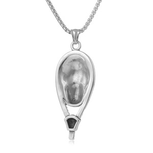 Yunnique – pendentif crâne en acier, couleur acier, yeux rouges, design géométrique, pour hommes et femmes, bijoux à la mode - Product Image 3