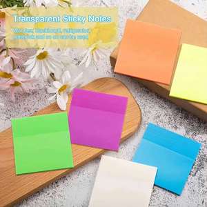 Bloc-notes transparent personnalisé en PET 3*3 pouces, autocollant, imperméable, notes adhésives, vente en gros - Product Image 2