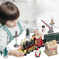 Train électrique de Noël en plastique ABS, locomotive à piles, voie ferrée, train classique avec effets sonores et lumineux