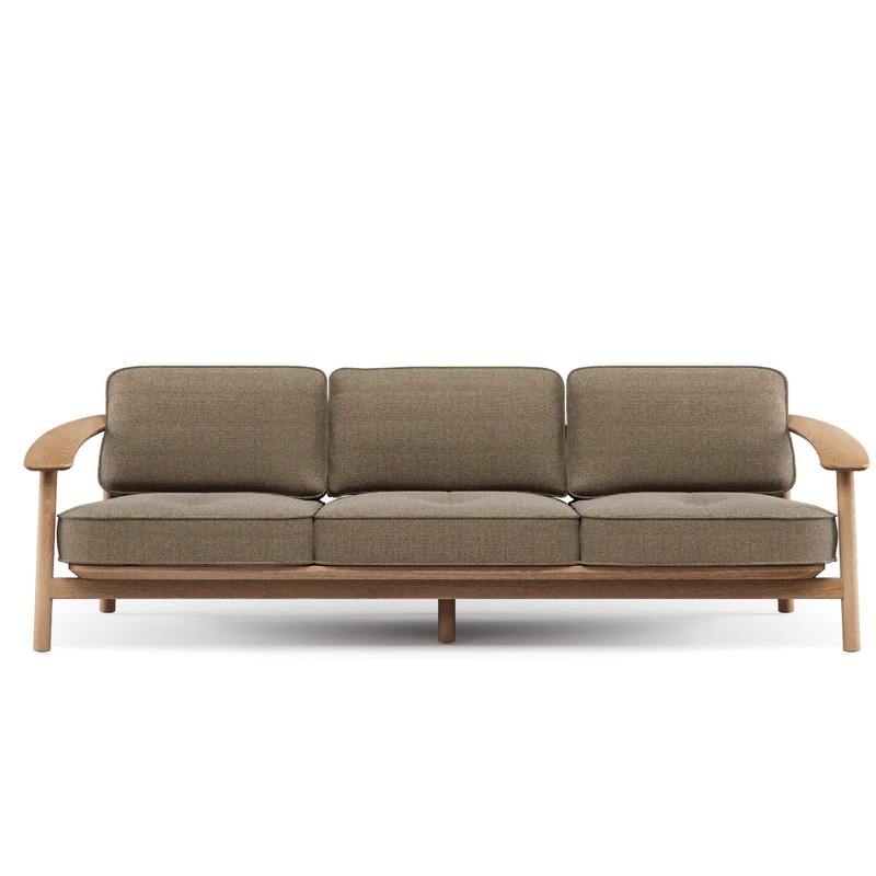 Canapé trois places (bois de teck, tissu imperméable importé)