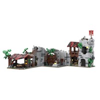 GoldMoc, juego de bloques de construcción de Castillo Medieval, casa Modular de Wolfpack Den, bloques de construcción, juguete de ladrillos para niños, MOC-193205
