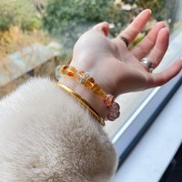 Bracelet de guérison pour la prospérité et l'intuition avec citrine brésilienne, quartz rutile vert et améthyste uruguayenne
